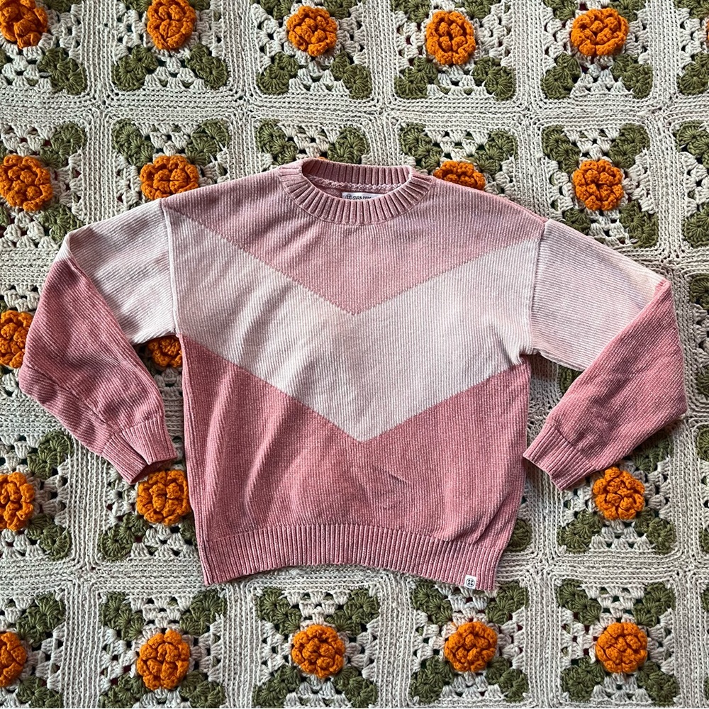 Girls Sovereign Code Colorblock Chevron Chenille Sweater, Size 10
